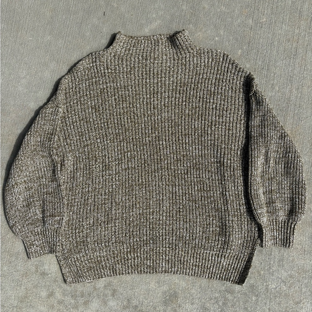 Cupcakes and Cashmere Sweater Size Small Mock Neck Marled Knit Olive